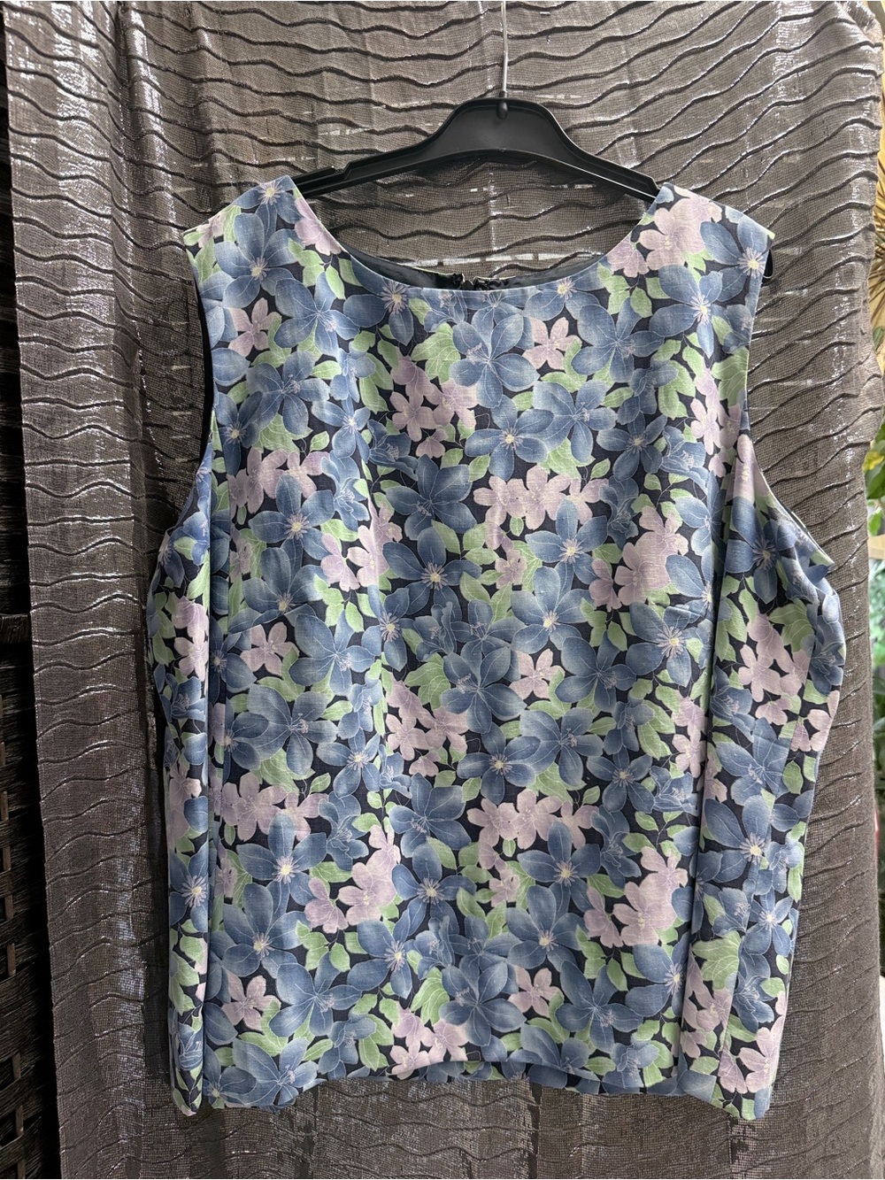 Vintage ELIZABETH by Liz Claiborne Silk Linen Floral Sleeveless TopTank Blouse